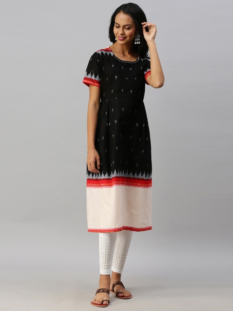 

Soch Women Black Geometric Printed Anarkali Kurta
