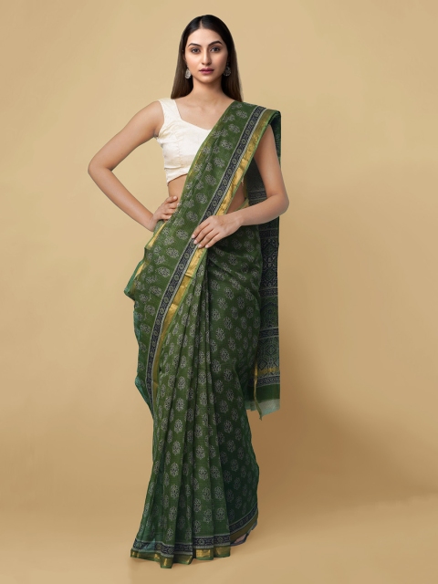 

Unnati Silks Green Pure Cotton Printed Kota Saree