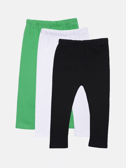 

Kryptic Girls Pack of 3 Pure Cotton Solid Ankle-Length Leggings, Green