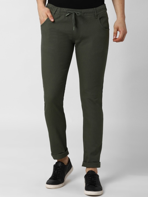 

Peter England Casuals Men Olive Green Skinny Fit Solid Regular Trousers