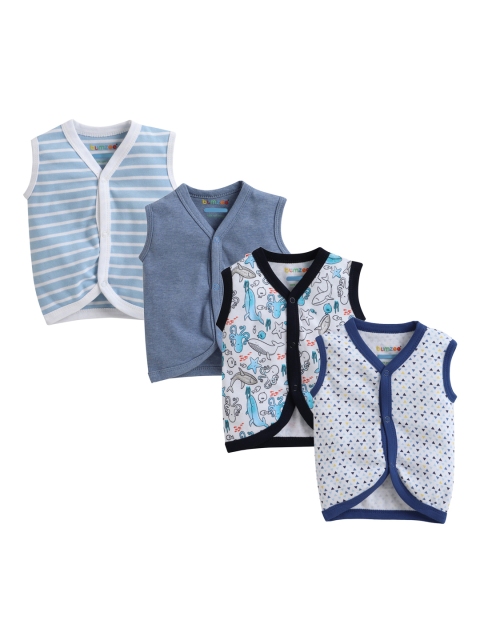 

BUMZEE Infant Boys Pack Of 4 Cotton Jhablas, Blue