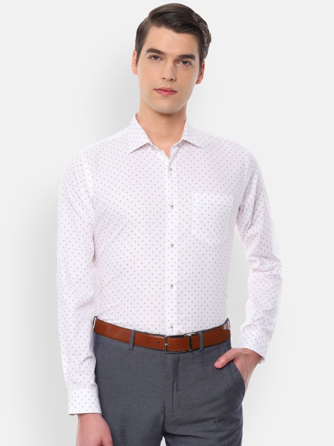 Van Heusen Men White Slim Fit Printed Casual Shirt