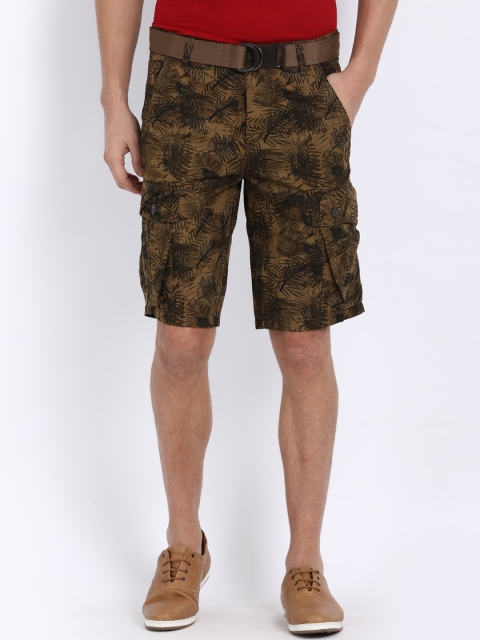 

t-base Men Brown Printed Regular Fit Pure Cotton Cargo Shorts