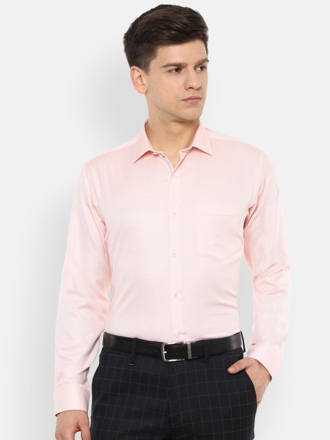 

Van Heusen Men Peach-Coloured Self Design Pure Cotton Formal Shirt