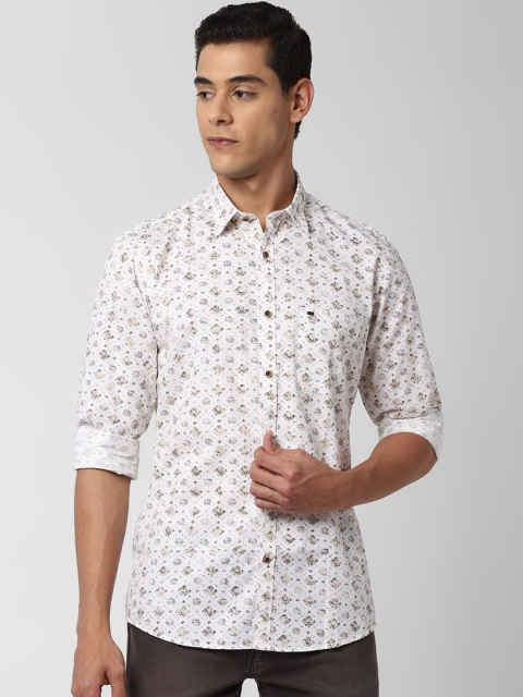 

Peter England Casuals Men White Slim Fit Printed Pure Cotton Casual Shirt