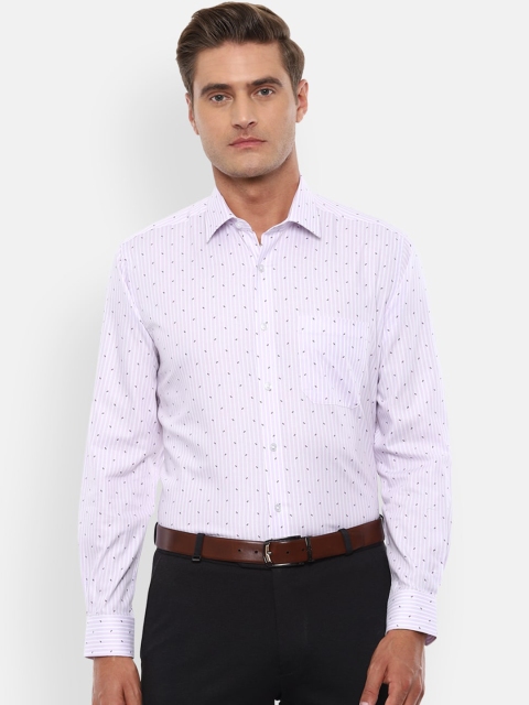 

Louis Philippe Men Purple & White Slim Fit Striped Casual Shirt