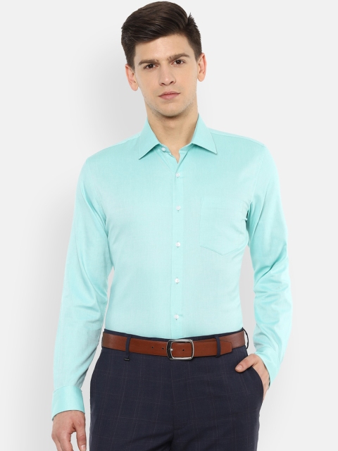 Van Heusen Men Sea Green Slim Fit Solid Formal Shirt
