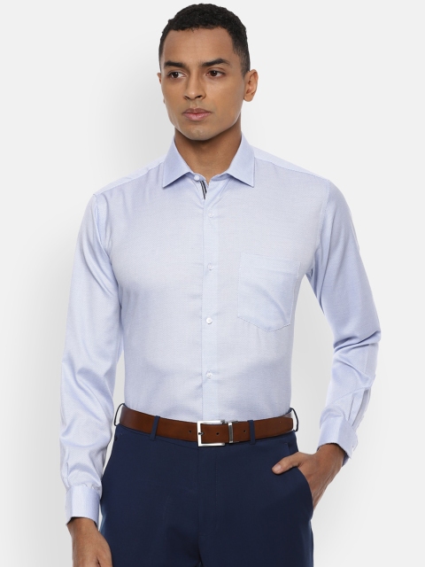

Van Heusen Men Blue Self Design Regular Fit Pure Cotton Formal Shirt