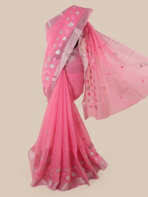 

Pothys Pink Woven Design Chanderi Saree