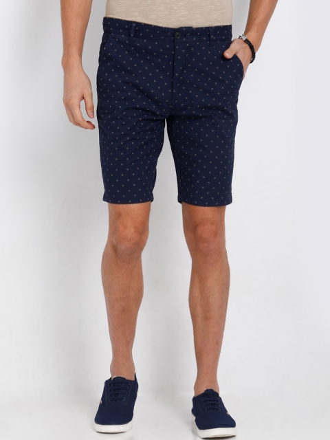 

t-base Men Navy Blue Printed Regular Fit Chino Shorts