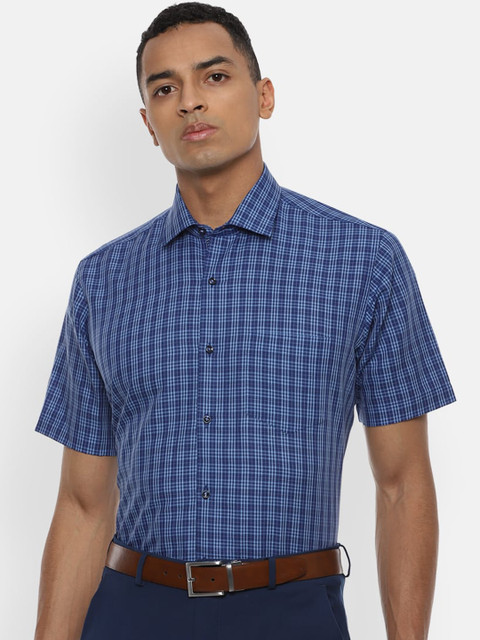

Van Heusen Men Blue Regular Fit Checked Formal Shirt