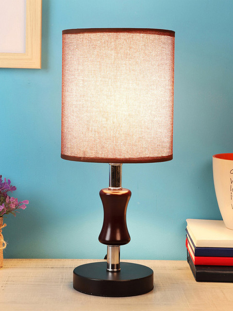 

MFD HOME FURNISHING Brown Self Design Cylindrical Table Lamp