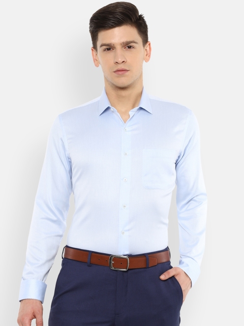 

Van Heusen Men Blue Slim Fit Self Design Cotton Formal Shirt