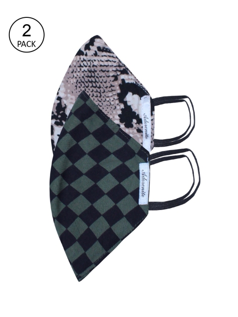 

ADORENITE Unisex Pack Of 2 Printed 2-Ply Reusable Cloth Masks, Black