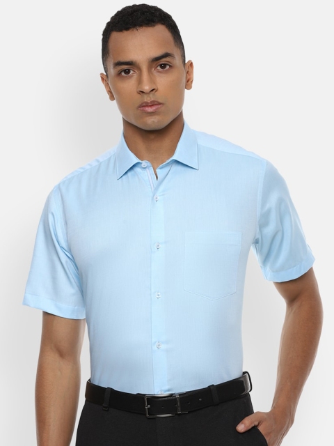

Van Heusen Men Blue Self Design Regular Fit Pure Cotton Formal Shirt