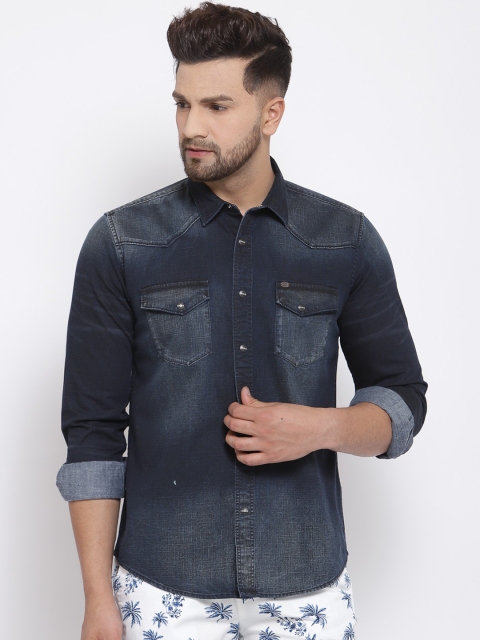 

Pepe Jeans Men Navy Blue Regular Fit Faded Casual Shirt