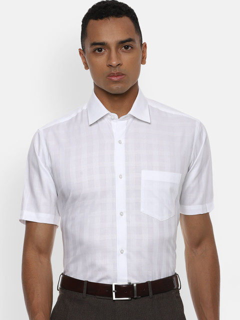 

Van Heusen Men White Regular Fit Checked Casual Shirt