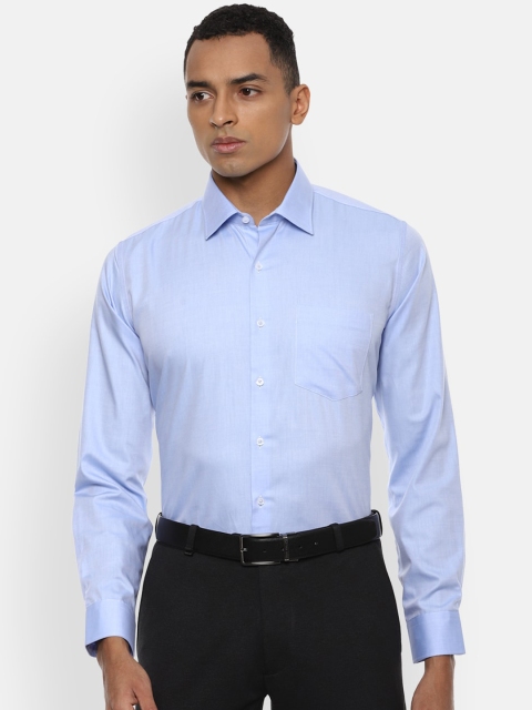 

Van Heusen Men Blue Solid Slim Fit Pure Cotton Formal Shirt