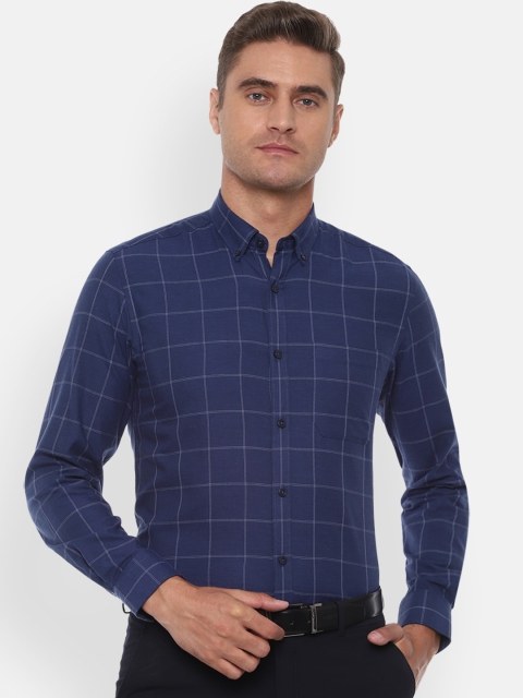

Louis Philippe Men Navy Blue & White Slim Fit Checked Casual Shirt