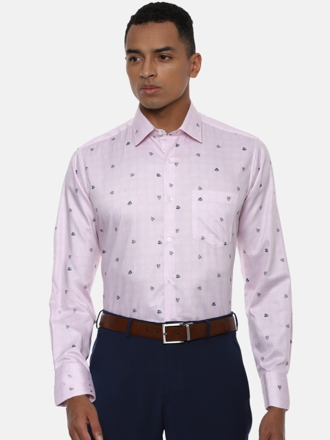 

Van Heusen Men Pink Regular Fit Printed Cotton Formal Shirt