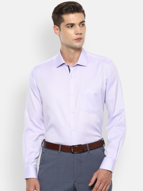 

Van Heusen Men Lavender Self Design Pure Cotton Formal Shirt