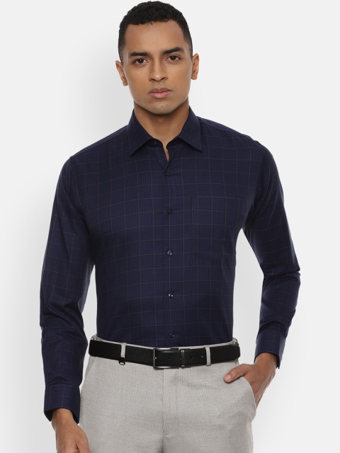 

Van Heusen Men Navy Blue Slim Fit Checked Shirt