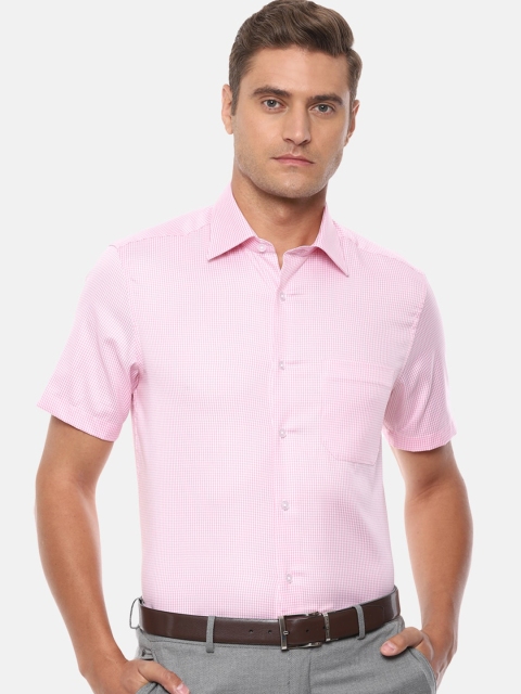 

Louis Philippe Men Pink & White Regular Fit Checked Casual Shirt
