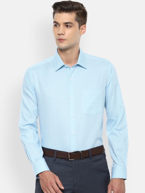 

Van Heusen Men Blue Houndstooth Patterned Pure Cotton Formal Shirt