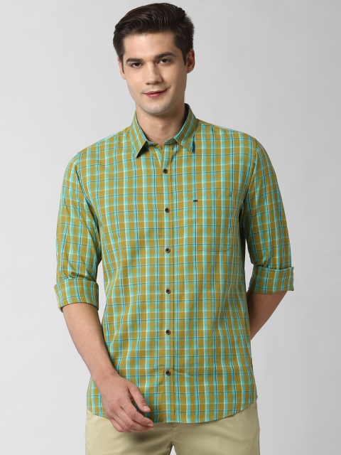 

Peter England Casuals Men Green Slim Fit Checked Pure Cotton Casual Shirt