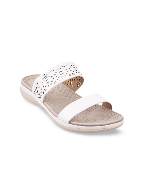 

Mochi Women White Textured Sandals