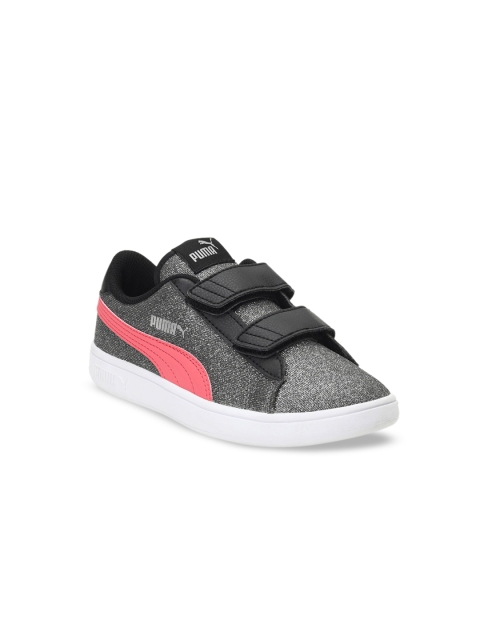 

Puma Girls Black Colourblocked Smash v2 Glitz Glam Sneakers
