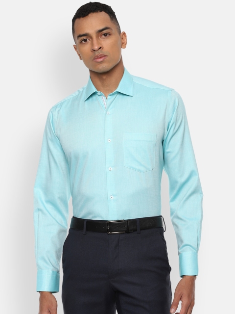 

Van Heusen Men Blue Self Design Pure Cotton Formal Shirt