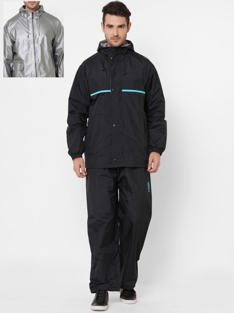 

Zeel Men Black & Grey Solid Hooded Reversible Rain Suit