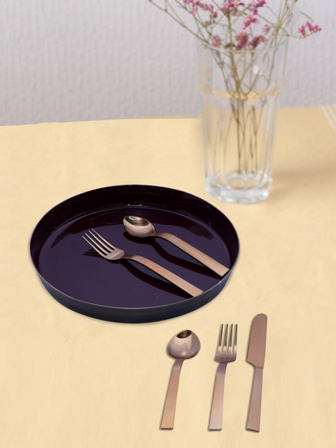 

nestroots Unisex Maroon Solid Serving Plates and Cutlery