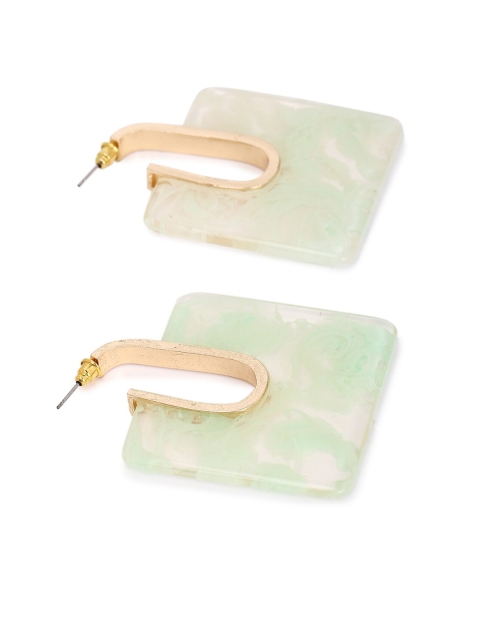 

FOREVER 21 Green Square Half Hoop Earrings