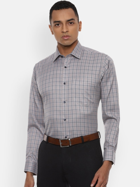 

Van Heusen Men Grey & Black Checked Regular Fit Pure Cotton Formal Shirt