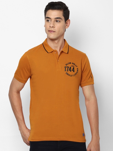 

Solly Jeans Co. Men Orange Solid Polo Collar Cotton Pure Cotton T-shirt