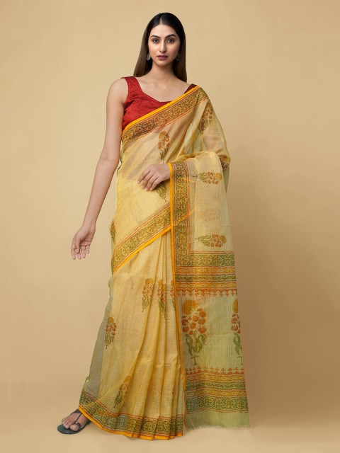 

Unnati Silks Yellow Pure Cotton Woven Design Kota Saree