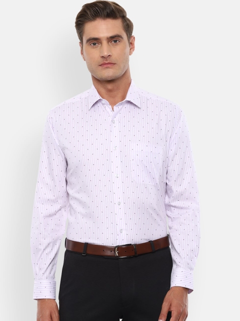 

Louis Philippe Men Purple & White Slim Fit Striped Casual Shirt