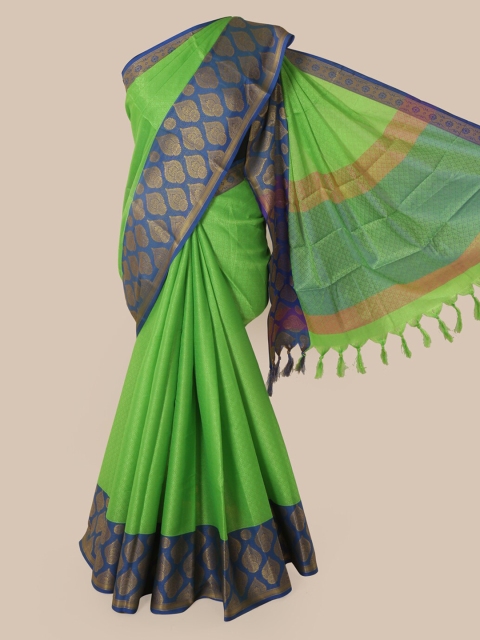 

Pothys Green Cotton Blend Woven Design Chanderi Saree