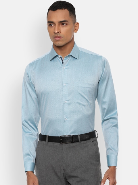 

Van Heusen Men Sea Green Regular Fit Self Design Formal Shirt