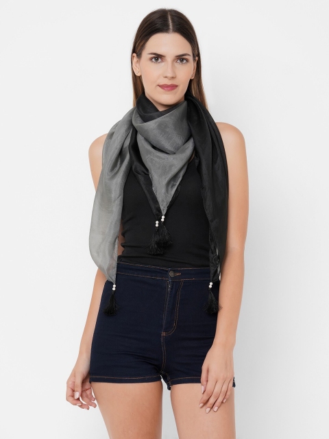 

Get Wrapped Women Grey & Black Silk Square Scarf