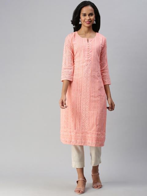 

Soch Women Pink Embroidered Georgette Kurta