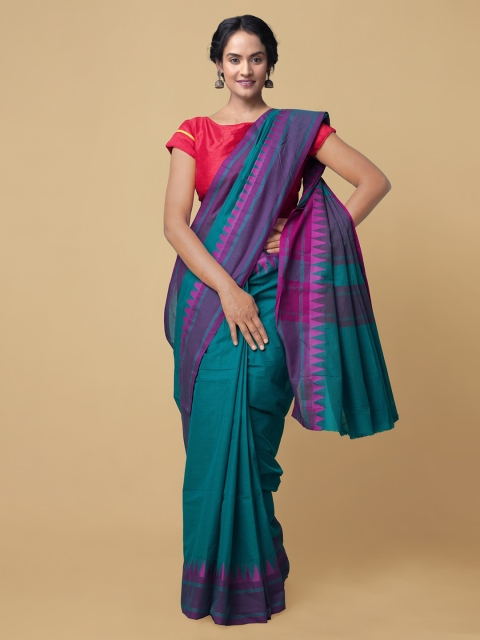 

Unnati Silks Green Pure Cotton Woven Design Handloom Kanjeevaram Saree