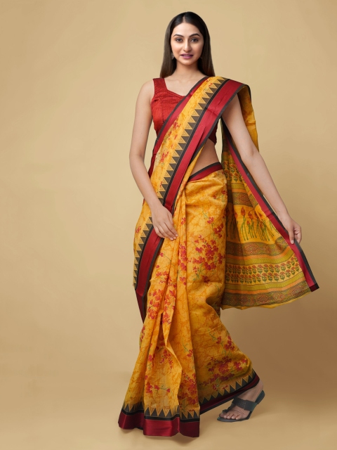 

Unnati Silks Orange Printed Baluchari Saree