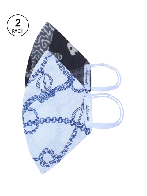 

ADORENITE Unisex Pack Of 2 Printed 2-Ply Cloth Masks, Blue