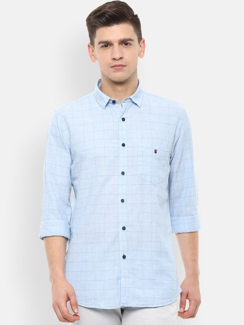 

Louis Philippe Sport Men Blue Slim Fit Checked Cotton Linen Casual Shirt