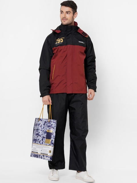 

Zeel Men Black & Maroon Colourblocked Water Resistance Rain Suit