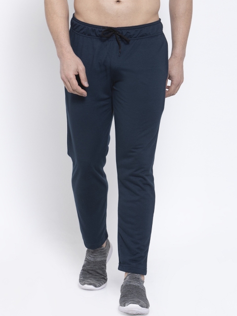 

NEUDIS Men Navy Blue Solid Pure Cotton Structured Fit Track Pants