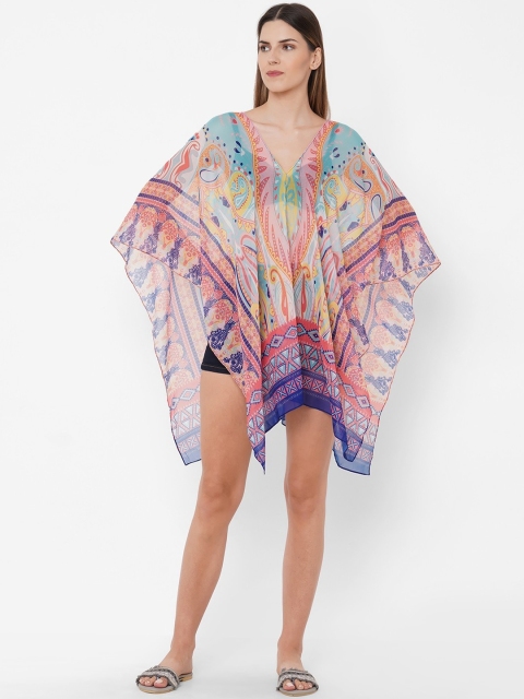 

Get Wrapped Women Blue & Pink Printed Cover-Up Dress